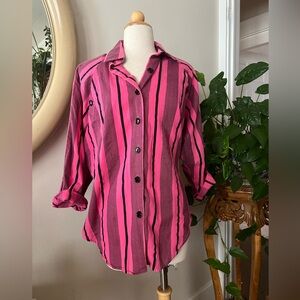 Vintage pink and black button up shirt